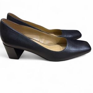 Naturalizer Black Leather Block Heels